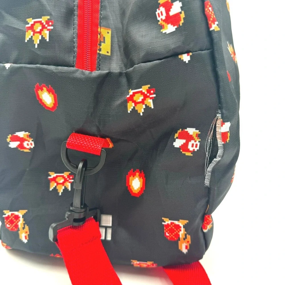 NINTENDO Super Mario Bros Pixel Art Duffle Bag Black Red Travel Bag Culturefly